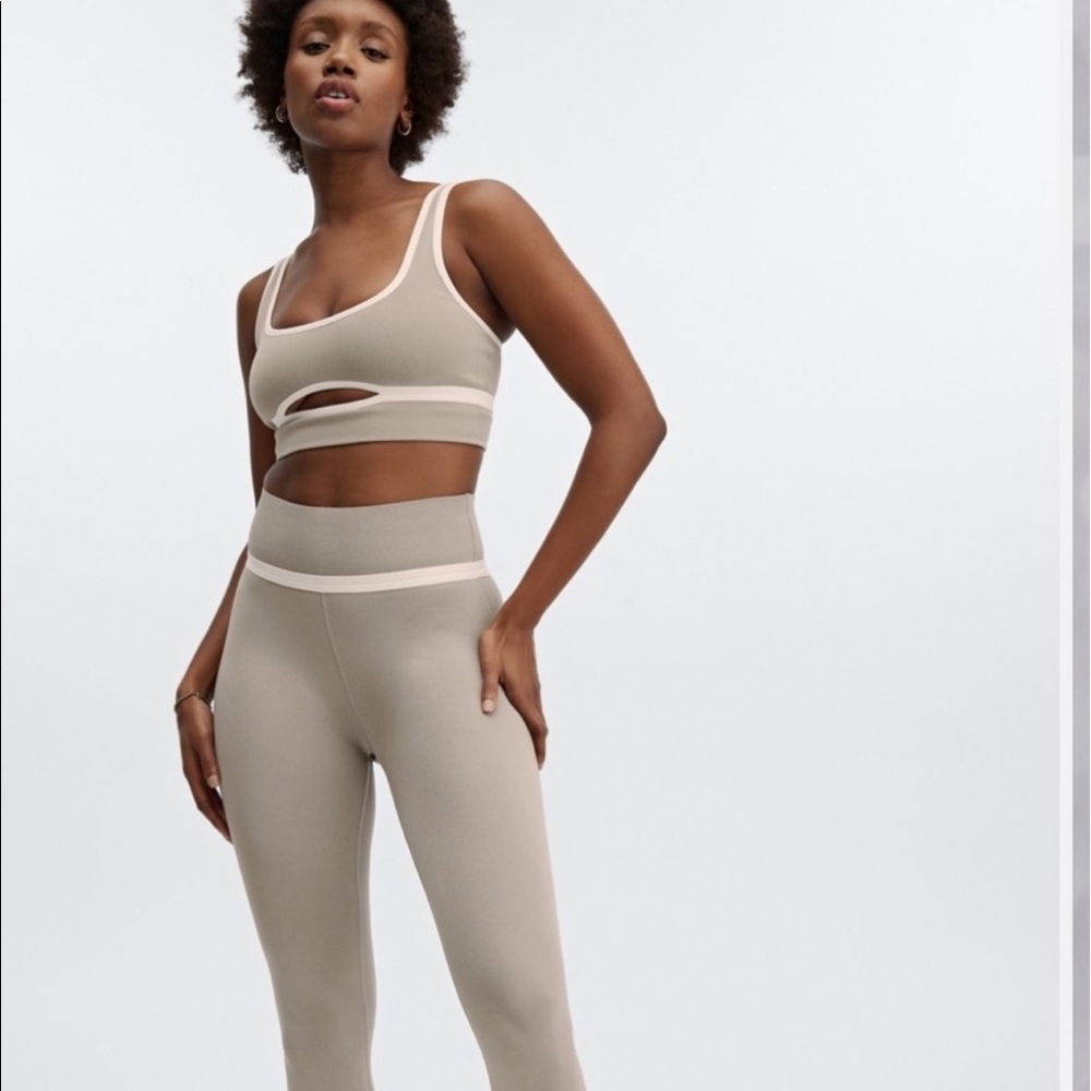 NWT Fabletics Sculpt Knit Cut Out High Waisted Two Piece Set in Smoke Opal